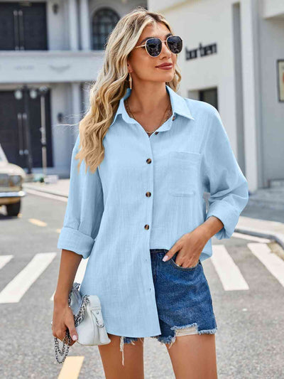 BEAUTIFUL I AM Button Up Collared Neck Long Sleeve Shirt