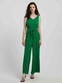 BEAUTIFUL I AM Knot Detail Tie Front Sleeveless Pants Jumpsuit