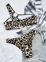 BEAUTIFUL I AM Leopard One-Shoulder Bikini Swim Set