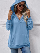 BEAUTIFUL I AM V-Neck Drop Shoulder Long Sleeve Hoodie