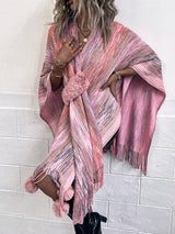 BEAUTIFUL I AM Heathered Fringe Hem Poncho