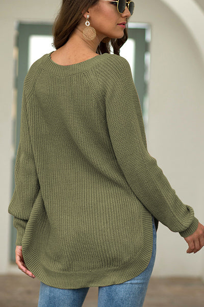 BEAUTIFUL I AM Round Neck Ribbed Knit Top Shirt