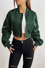 BEAUTIFUL I AM Zip-Up Ruched Cropped Jacket