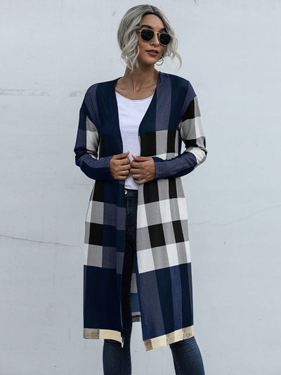 BEAUTIFUL I AM Plaid Open Front Longline Cardigan