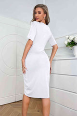 BEAUTIFUL I AM Ruched Short Sleeve Dress