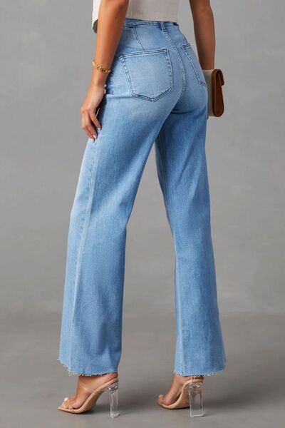 BEAUTIFUL I AM Buttoned Bootcut Jeans with Pockets