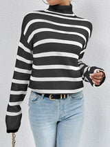 BEAUTIFUL I AM Striped Turtleneck Long Sleeve Sweater