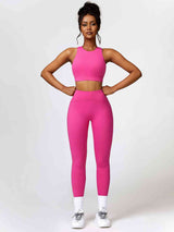 BEAUTIFUL I AM Cutout Cropped Sport Tank and Leggings Active Wear Set