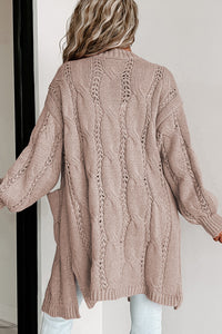 BEAUTIFUL I AM Cable-Knit Dropped Shoulder Cardigan