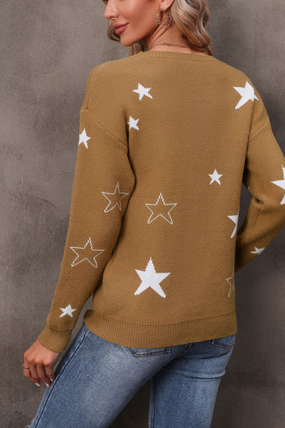 BEAUTIFUL I AM Star Round Neck Sweater