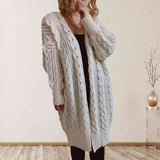 BEAUTIFUL I AM Cable-Knit Open Front Dropped Shoulder Cardigan