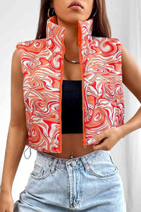 BEAUTIFUL I AM Printed Zip Up Jacket Vest