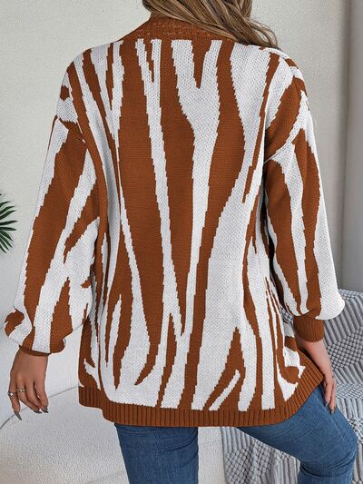 BEAUTIFUL I AM Open Front Animal Print Cardigan