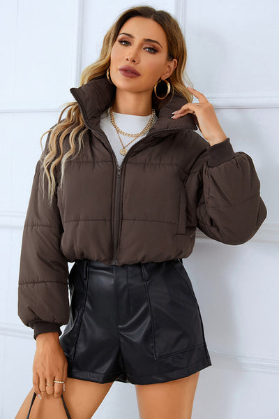 BEAUTIFUL I AM Zip-Up Winter Jacket Coat with Pockets