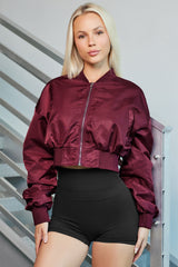 BEAUTIFUL I AM Zip-Up Ruched Cropped Jacket