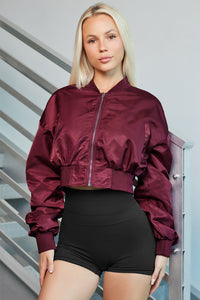 BEAUTIFUL I AM Zip-Up Ruched Cropped Jacket