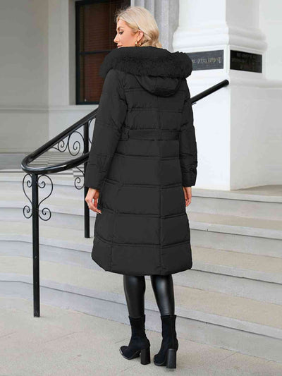 BEAUTIFUL I AM Longline Hooded Winter Coat Jacket with Pockets