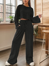 BEAUTIFUL I AM Ribbed Round Neck Top and Drawstring Pants Set