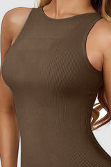 BEAUTIFUL I AM Round Neck Sleeveless Active Wear Bodysuit