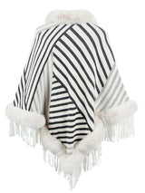 BEAUTIFUL I AM Striped Fringe Hem Poncho