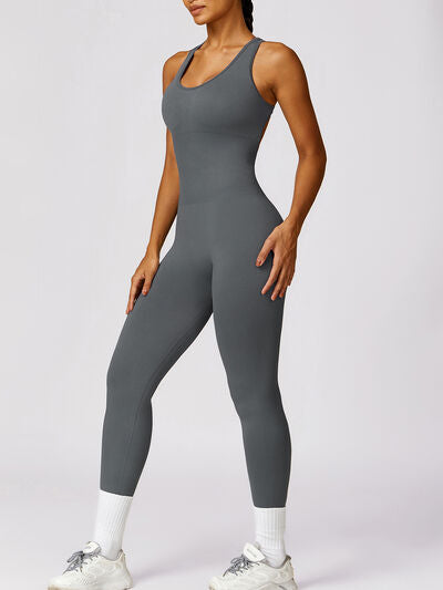 BEAUTIFUL I AM Cutout Racerback Active Wear Jumpsuit