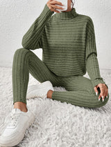 BEAUTIFUL I AM Ribbed Turtleneck Top and Pants Set