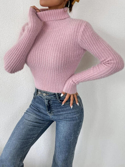 BEAUTIFUL I AM Ribbed Turtleneck Long Sleeve Sweater