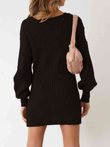 BEAUTIFUL I AM Surplice Neck Long Sleeve Sweater Dress