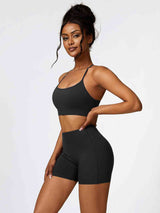 BEAUTIFUL I AM Sport Bra and Wide Waistband Shorts Active Wear Set