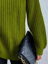 BEAUTIFUL I AM Full Size Turtleneck Rib-Knit Slit Sweater