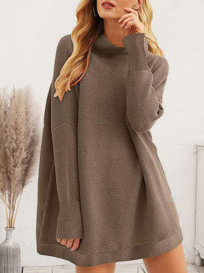 BEAUTIFUL I AM Round Neck Long Sleeve Sweater Dress