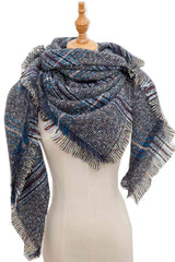 BEAUTIFUL I AM Plaid Raw Hem Polyester Scarf