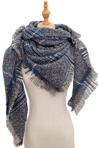 BEAUTIFUL I AM Plaid Raw Hem Polyester Scarf