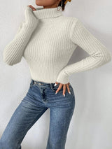 BEAUTIFUL I AM Ribbed Turtleneck Long Sleeve Sweater