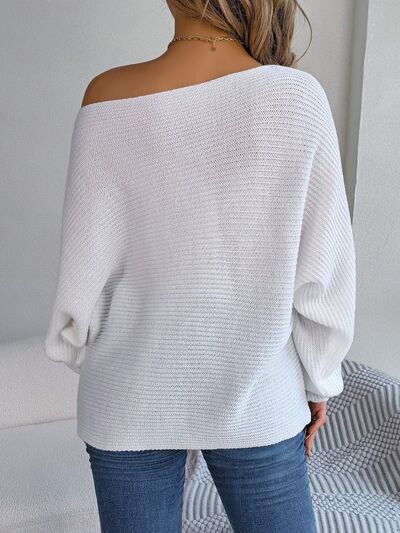 BEAUTIFUL I AM One-Shoulder Lantern Sleeve Sweater