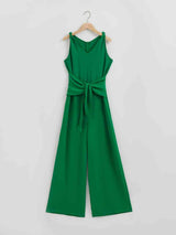 BEAUTIFUL I AM Knot Detail Tie Front Sleeveless Pants Jumpsuit