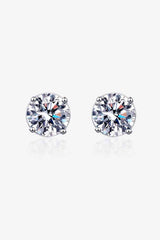 BEAUTIFUL I AM 2 Carat Moissanite Jewelry Rhodium-Plated Stud Earrings