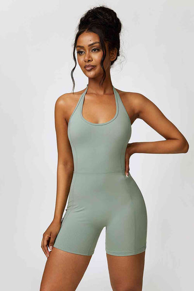 BEAUTIFUL I AM Halter Neck Sports Active Wear Romper