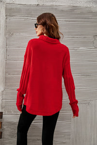 BEAUTIFUL I AM Mock Neck Dropped Shoulder Sweater