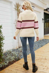 BEAUTIFUL I AM Quarter-Zip Collared Neck Sweater