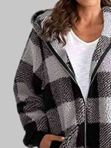 BEAUTIFUL I AM Plaid Zip-Up Hooded Jacket with Pockets