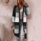 BEAUTIFUL I AM Color Block Open Front Openwork Cardigan