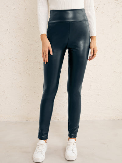 BEAUTIFUL I AM PU High Waist  Straight Pants