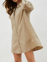 BEAUTIFUL I AM Button Up Long Sleeve Mini Shirt Dress