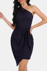 BEAUTIFUL I AM Tie Front One-Shoulder Sleeveless Dress