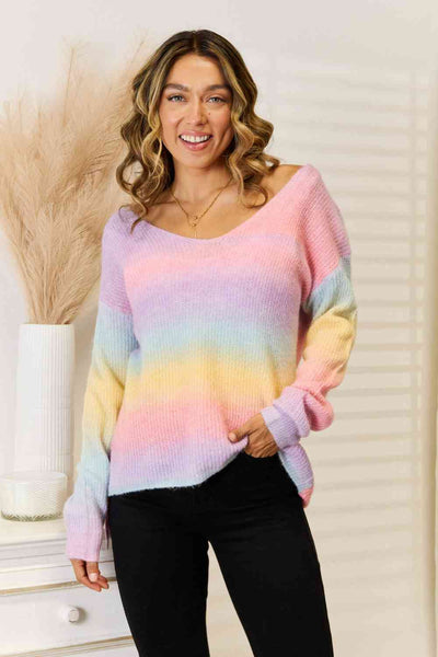 BEAUTIFUL I AM Gradient V-Neck Sweater