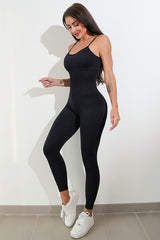 BEAUTIFUL I AM Adjustable Spaghetti Strap Active Wear Jumpsuit