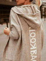 BEAUTIFUL I AM Open Front Hooded Sweater with Pockets