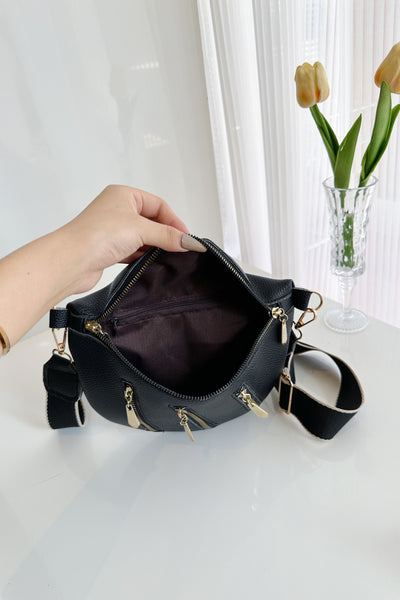 BEAUTIFUL I Am PU Leather Multi Zipper Shoulder Bag