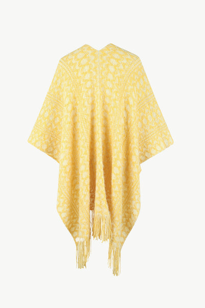 BEAUTIFUL I AM Open Front Fringe Hem Poncho